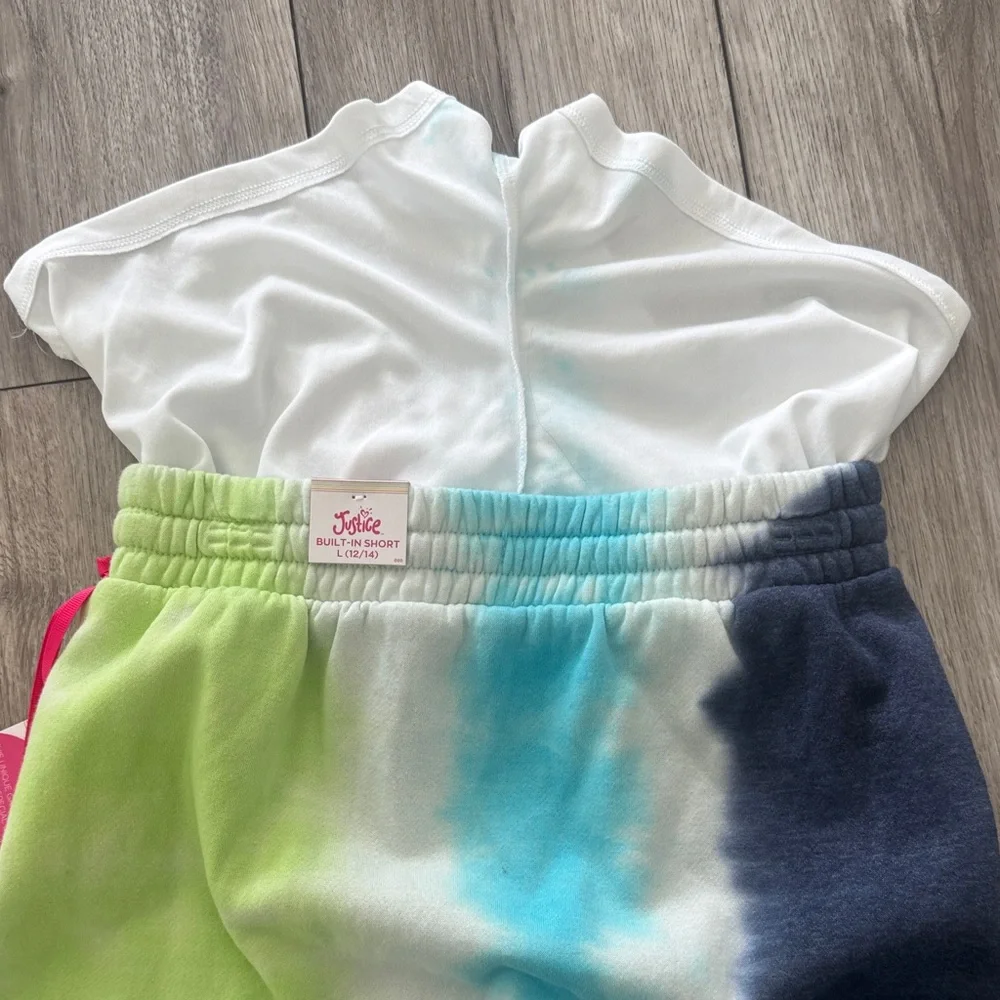 Justice Vibrant Blue‎ and Green Skirt